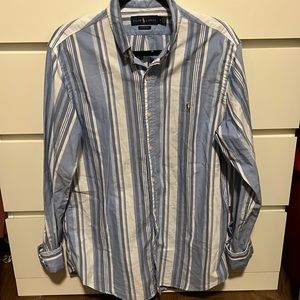 Ralph Lauren collared long-sleeve shirt, various shades of blue and white